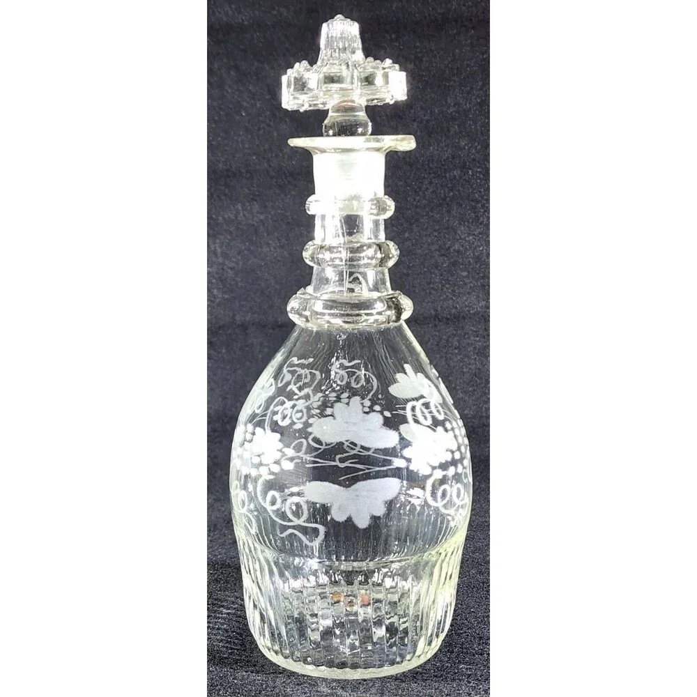 Antique (19th Cent.) Soda Glass Decanter ~Fancy Pinnacle Stopper, Bohemia c.1860